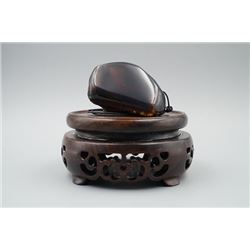 Blue Amber Stone Palm Piece.