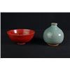Image 1 : A Celedon-Glazed Small Jar and a Red-Glazed Small Bowl.