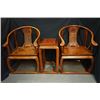 Image 1 : Two Rosewood Chinese Armchairs and One Small Table.