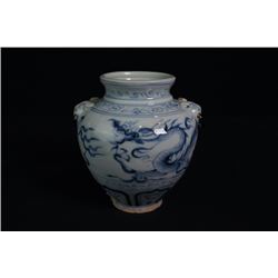 A Blue-and-White "Dragon" Jar with Two Ears.