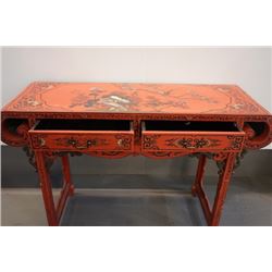 An export lacquer "flowers and birds" table.