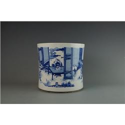 "Feng Chen San Xia" Blue-and-White Brushpot.