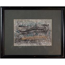 A "fossil tube" painting decoration with framing.