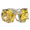 Image 4 : 4 CTW Certified Intense Yellow SI Diamond Solitaire Stud Earrings 10K White Gold - REF-930F2N - 3313