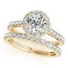 Image 1 : 1.42 CTW Certified VS/SI Diamond 2Pc Wedding Set Solitaire Halo 14K Yellow Gold - REF-212A4X - 30839