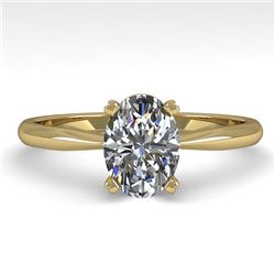 1 CTW Oval Cut VS/SI Diamond Engagement Designer Ring 18K Yellow Gold - REF-280X3T - 32407