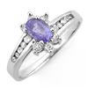 Image 1 : 1.08 CTW Tanzanite & Diamond Ring 18K White Gold - REF-47N3Y - 11427