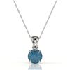 Image 2 : 2 CTW London Blue Topaz Designer Inspired Solitaire Necklace 18K White Gold - REF-24M9H - 22029