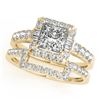Image 1 : 2.02 CTW Certified VS/SI Princess Diamond 2Pc Set Solitaire Halo 14K Yellow Gold - REF-463N3Y - 3139