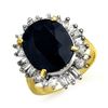 10.99 CTW Blue Sapphire & Diamond Ring 14K Yellow Gold - REF-125X5T - 13128