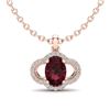 Image 1 : 2 CTW Garnet & Micro Pave VS/SI Diamond Necklace 10K Rose Gold - REF-29W6F - 20632