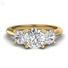 Image 2 : 1.5 CTW VS/SI Diamond Solitaire Art Deco 3 Stone Ring 18K Yellow Gold - REF-236X4T - 37315