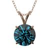 Image 1 : 1.53 CTW Certified Intense Blue SI Diamond Solitaire Necklace 10K Rose Gold - REF-202T5M - 36803