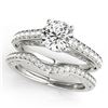 Image 1 : 1.61 CTW Certified VS/SI Diamond Solitaire 2Pc Wedding Set 14K White Gold - REF-389X5T - 31760