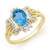 0.97 CTW Blue Topaz & Diamond Ring 10K Yellow Gold - REF-18T4M - 12373