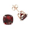 Image 2 : 12 CTW Cushion Cut Garnet Designer Solitaire Stud Earrings 14K Rose Gold - REF-35Y6K - 21782
