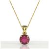 Image 2 : 2 CTW Ruby Designer Inspired Solitaire Necklace 18K Yellow Gold - REF-24N9Y - 22039