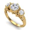 Image 1 : 1.66 CTW VS/SI Diamond Solitaire Art Deco 3 Stone Ring 18K Yellow Gold - REF-445K5W - 37225