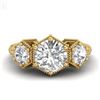 Image 2 : 1.66 CTW VS/SI Diamond Solitaire Art Deco 3 Stone Ring 18K Yellow Gold - REF-445K5W - 37225