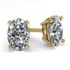Image 1 : 1.0 CTW Oval Cut VS/SI Diamond Stud Designer Earrings 14K Yellow Gold - REF-148K5W - 38360