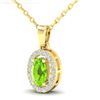 Image 2 : 0.41 CTW Peridot & Micro Pave VS/SI Diamond Necklace Halo 18K Yellow Gold - REF-26M2H - 21324