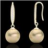 Image 2 : 0.18 CTW Micro Pave VS/SI Diamond & Golden Pearl Designer Earrings 18K Yellow Gold - REF-34T5M - 226