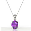 Image 2 : 2.5 CTW Amethyst Designer Inspired Solitaire Necklace 18K White Gold - REF-29K3W - 21849