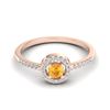 Image 1 : 0.50 CTW Citrine & Micro Pave VS/SI Diamond Ring Solitaire Halo 14K Rose Gold - REF-31A8X - 20695