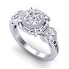 Image 1 : 1.01 CTW VS/SI Diamond Solitaire Art Deco 3 Stone Ring 18K White Gold - REF-200A2X - 36881