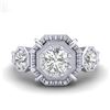 Image 2 : 1.01 CTW VS/SI Diamond Solitaire Art Deco 3 Stone Ring 18K White Gold - REF-200A2X - 36881