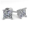 Image 2 : 1.05 CTW Princess Cut VS/SI Diamond Stud Designer Earrings 18K Rose Gold - REF-180K2W - 32282