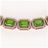 Image 4 : 57.3 CTW Peridot & Diamond Halo Necklace 10K Rose Gold - REF-819T6M - 41358