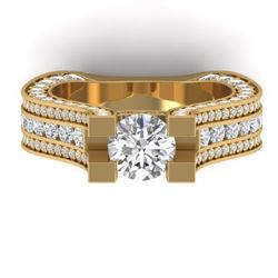 4.5 CTW Certified VS/SI Diamond Art Deco Micro Ring 14K Yellow Gold - REF-572W4F - 30287