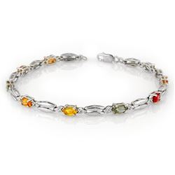 3.0 CTW Multi-Color Sapphire Bracelet 10K White Gold - REF-47Y3K - 10708