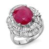 Image 1 : 5.59 CTW Ruby & Diamond Ring 18K White Gold - REF-179T5M - 13146