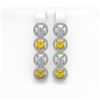 Image 1 : 6.18 CTW Canary Yellow & White Diamond Designer Earrings 18K White Gold - REF-887M6H - 42692