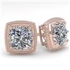 Image 1 : 1.0 CTW VS/SI Cushion Cut Diamond Stud Solitaire Earrings Deco 18K Rose Gold - REF-187T5M - 35963