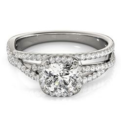 1 CTW Certified VS/SI Cushion Diamond Solitaire Halo Ring 18K White Gold - REF-183N3Y - 27090