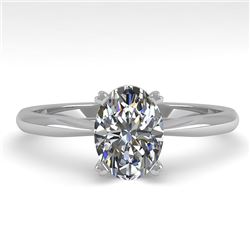 1.01 CTW Oval Cut VS/SI Diamond Engagement Designer Ring 18K White Gold - REF-282A6X - 32409
