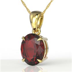 3.50 CTW Garnet Designer Inspired Solitaire Necklace 18K Yellow Gold - REF-29T3M - 21864