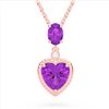 Image 1 : 4 CTW Amethyst & VS/SI Diamond Designer Heart Necklace 10K Rose Gold - REF-26H2A - 22518