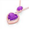 Image 2 : 4 CTW Amethyst & VS/SI Diamond Designer Heart Necklace 10K Rose Gold - REF-26H2A - 22518