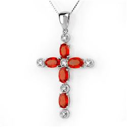 3.15 CTW Orange Sapphire & Diamond Necklace 10K White Gold - REF-34N2Y - 10452
