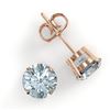 Image 2 : 4 CTW Sky Blue Topaz Designer Inspired Solitaire Stud Earrings 14K Rose Gold - REF-23M3H - 21845