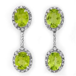 8.10 CTW Peridot & Diamond Earrings 14K White Gold - REF-80A5X - 10312