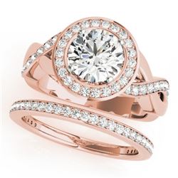2.34 CTW Certified VS/SI Diamond 2Pc Wedding Set Solitaire Halo 14K Rose Gold - REF-545W5F - 30646