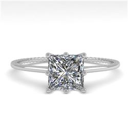 1.0 CTW VS/SI Princess Diamond Solitaire Engagement Ring Size 7 18K White Gold - REF-287H4A - 35895