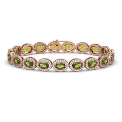 13.87 CTW Tourmaline & Diamond Halo Bracelet 10K Rose Gold - REF-271X6T - 40473