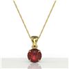 Image 2 : 2 CTW Garnet Designer Inspired Solitaire Necklace 18K Yellow Gold - REF-24F9N - 22024
