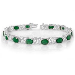 12.05 CTW Emerald & Diamond Bracelet 14K White Gold - REF-106F2N - 11218